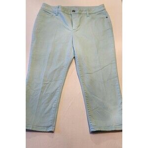 St John's Bay Capri Pants Cropped Casual Blue Green Size 14p
